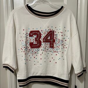 Pilcro Jersey Style Top with ALL the embellishments Size Medium